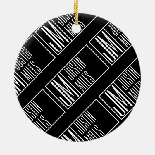 Moderne Initialen met Naam Monogram Patroon Keramisch Ornament (Achterkant)