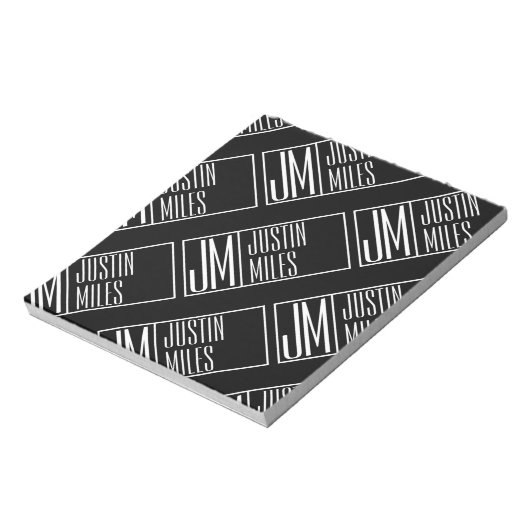Moderne Initialen met Naam Monogram Patroon Notitieblok (Linkerzijde)