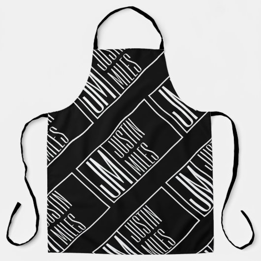 Moderne Initialen met Naam Monogram Patroon Schort (Voorkant)