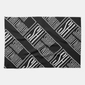 Moderne Initialen met Naam Monogram Patroon Theedoek (Horizontaal)