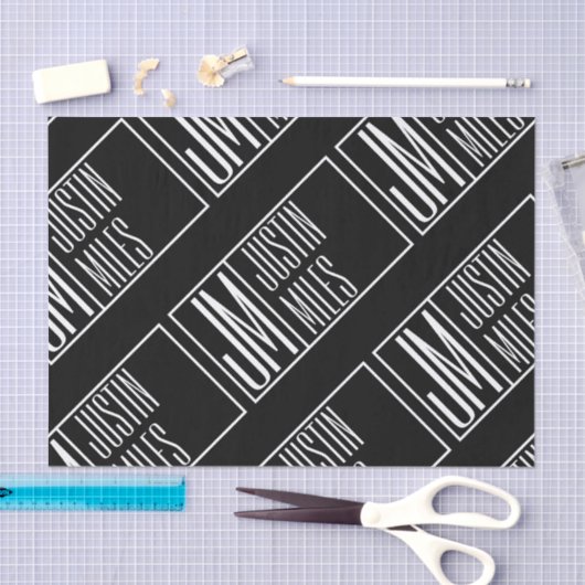 Moderne Initialen met Naam Monogram Patroon Tissuepapier (Craft)