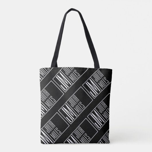 Moderne Initialen met Naam Monogram Patroon Tote Bag (Achterkant)