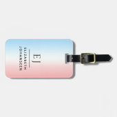 Moderne Initialen Monogram Blauw Roze Wit Gradiënt Bagagelabel (Voorkant horizontaal)