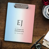 Moderne Initialen Monogram Blauw Roze Wit Gradiënt Klembord