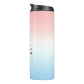 Moderne Initialen Monogram Blauw Roze Wit Gradiënt Thermosbeker (Geroteerd rechts)