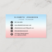 Moderne Initialen Monogram Blauw Roze Wit Gradiënt Visitekaartje (Achterkant)