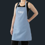 Moderne initialen monogram kerulean blauw schort<br><div class="desc">Moderne aangepaste monogram initialen cerulean blauw wit schort. witte letters,  lichtroze achtergrond. u kunt uw bandkleur kiezen. geweldig cadeau voor mama,  vrienden en jezelf! Modern,  minimalistisch,  eenvoudig,  stijlvol design. Zeer geschikt voor koks,  koks,  aardewerk,  keramiek,  ambachten,  werk,  keuken,  bakken,  bbq,  grill,  en ook bedrijven en winkels,  enz</div>