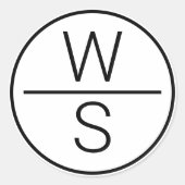 Moderne Initialen Monogram Ronde Sticker (Voorkant)