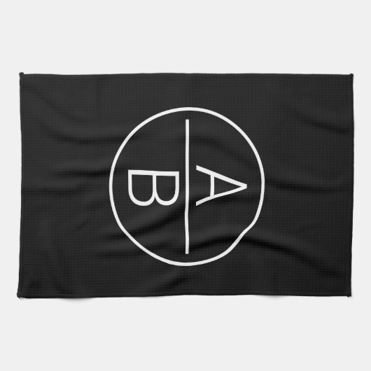 Moderne Initialen Monogram Theedoek (Horizontaal)