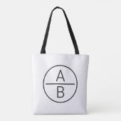 Moderne Initialen Monogram Tote Bag (Achterkant)