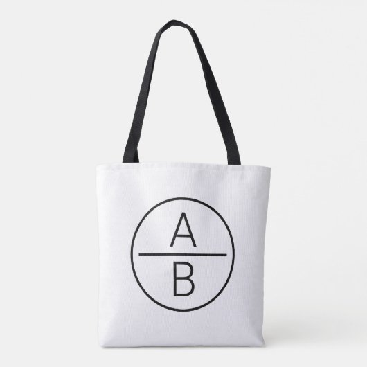 Moderne Initialen Monogram Tote Bag (Achterkant)