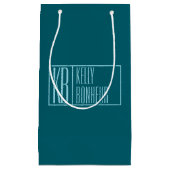 Moderne Initialen & Naam | Donker Teal & Lichtblau Klein Cadeauzakje (Voorkant)