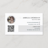 Moderne Initialen Naam Grijs Ronde Foto QR Code Visitekaartje (Achterkant)