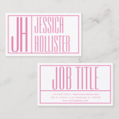 Moderne Initialen & Naam Logo Roze Visitekaartje (Voorkant / Achterkant)