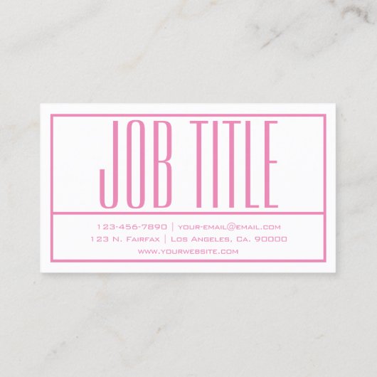 Moderne Initialen & Naam Logo Roze Visitekaartje (Achterkant)