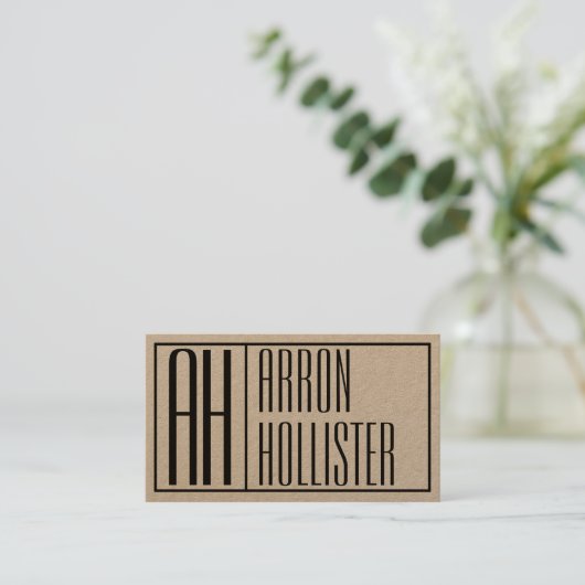 Moderne Initialen & Naam Logo Visitekaartje (Staand voorkant)