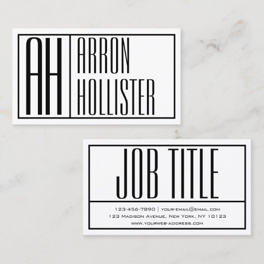 Moderne Initialen & Naam Logo Visitekaartje (Voorkant / Achterkant)