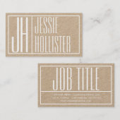 Moderne Initialen & Naam Logo | Wit op kraftpapier Visitekaartje (Voorkant / Achterkant)