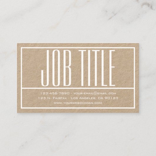 Moderne Initialen & Naam Logo | Wit op kraftpapier Visitekaartje (Achterkant)