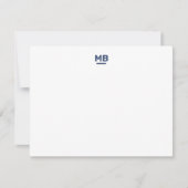Moderne Initialen Navy Blue Bold Monogram Notitiekaartje (Voorkant)