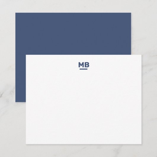 Moderne Initialen Navy Blue Bold Monogram Notitiekaartje (Voorkant / Achterkant)