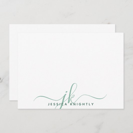 Moderne Initialen van het Manuscript Monogram Mini Notitiekaartje (Voorkant / Achterkant)