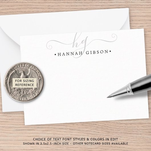 Moderne Initialen van het Manuscript van Monogram Notitiekaartje