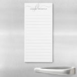 Moderne Initialen van het Monogram van het Manuscr Magnetisch Notitieblok<br><div class="desc">Gepersonaliseerd, minimalistisch modern magnetisch notitieblok met eenvoudige initialen van het calligrafiestijlmanuscript of monogram en naam in zilver en grijs. WIJZIGINGEN: De stijl, de kleur, de grootte en de plaatsing van de tekstdoopvont kunnen worden veranderd door in de PERSONALIZE sectie voor een douane te klikken bekijken. BIJSTAND: Voor hulp bij ontwerpwijziging...</div>