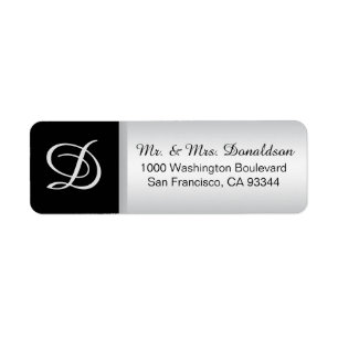 Moderne Initialen van het zwarte Elegant Silver Mo Etiket