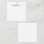 Moderne Initialen van Monogram Roze Minimale Manus Notitiekaartje (Voorkant / Achterkant)