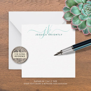 Moderne Initialen van Monogram Turquoise Script Mi Notitiekaartje