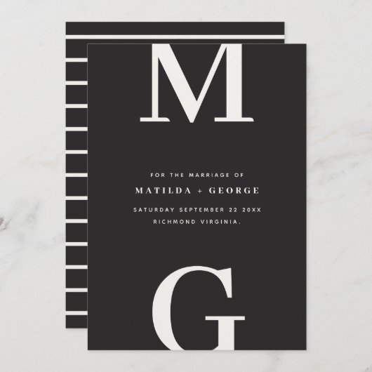 Moderne initialen vet grafisch typografie bruiloft save the date (Voorkant / Achterkant)