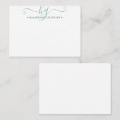 Moderne Initialen voor groen monogram Notitiekaartje (Voorkant / Achterkant)