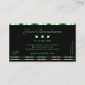 Moderne Initialen voor groene en zwarte mousserend Visitekaartje (Achterkant)