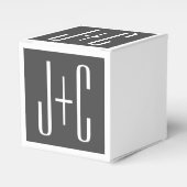 Moderne Initialen voor Koppels | Grijs & Wit Bedankdoosjes (Voorkant Zijde)