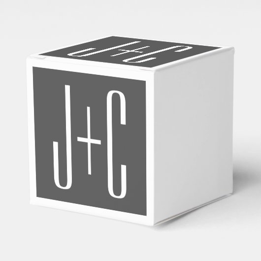 Moderne Initialen voor Koppels | Grijs & Wit Bedankdoosjes (Voorkant Zijde)