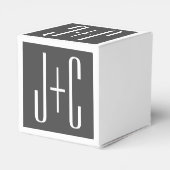 Moderne Initialen voor Koppels | Grijs & Wit Bedankdoosjes (Achterkant)