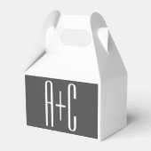 Moderne Initialen voor Koppels | Grijs & Wit Bedankdoosjes (Achterkant)