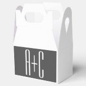 Moderne Initialen voor Koppels | Grijs & Wit Bedankdoosjes (Geopend)