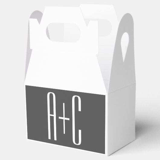 Moderne Initialen voor Koppels | Grijs & Wit Bedankdoosjes (Geopend)