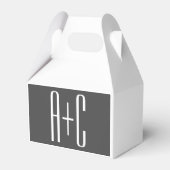 Moderne Initialen voor Koppels | Grijs & Wit Bedankdoosjes (Voorkant Zijde)