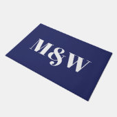 Moderne initialen voor marinesonblauwwitte monogra deurmat (Schuin)