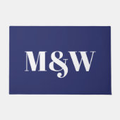 Moderne initialen voor marinesonblauwwitte monogra deurmat (Voorkant)