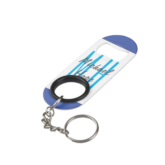 Moderne Initialen voor monogram Mini Flessenopener (Achterkant Gekanteld)