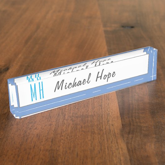 Moderne Initialen voor monogram Naambordje (Zijkant)