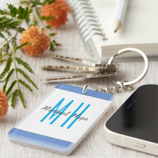 Moderne Initialen voor monogram Sleutelhanger (Voorkant Rechts)