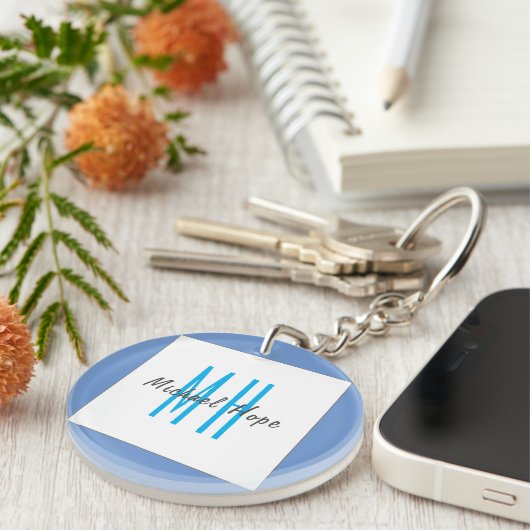Moderne Initialen voor monogram Sleutelhanger (Voorkant Rechts)
