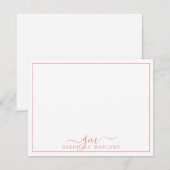 Moderne Initialen voor warm roze fonogram in scrip Notitiekaartje (Voorkant / Achterkant)