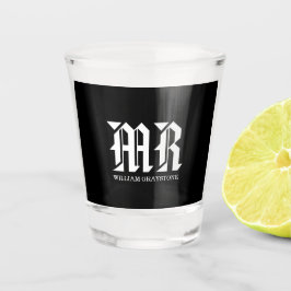 Moderne Initialen voor zwart-wit monogram MR Shot Glas
