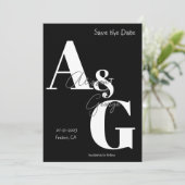 Moderne Initialen Zwart Wit Foto Save The Date (Staand voorkant)